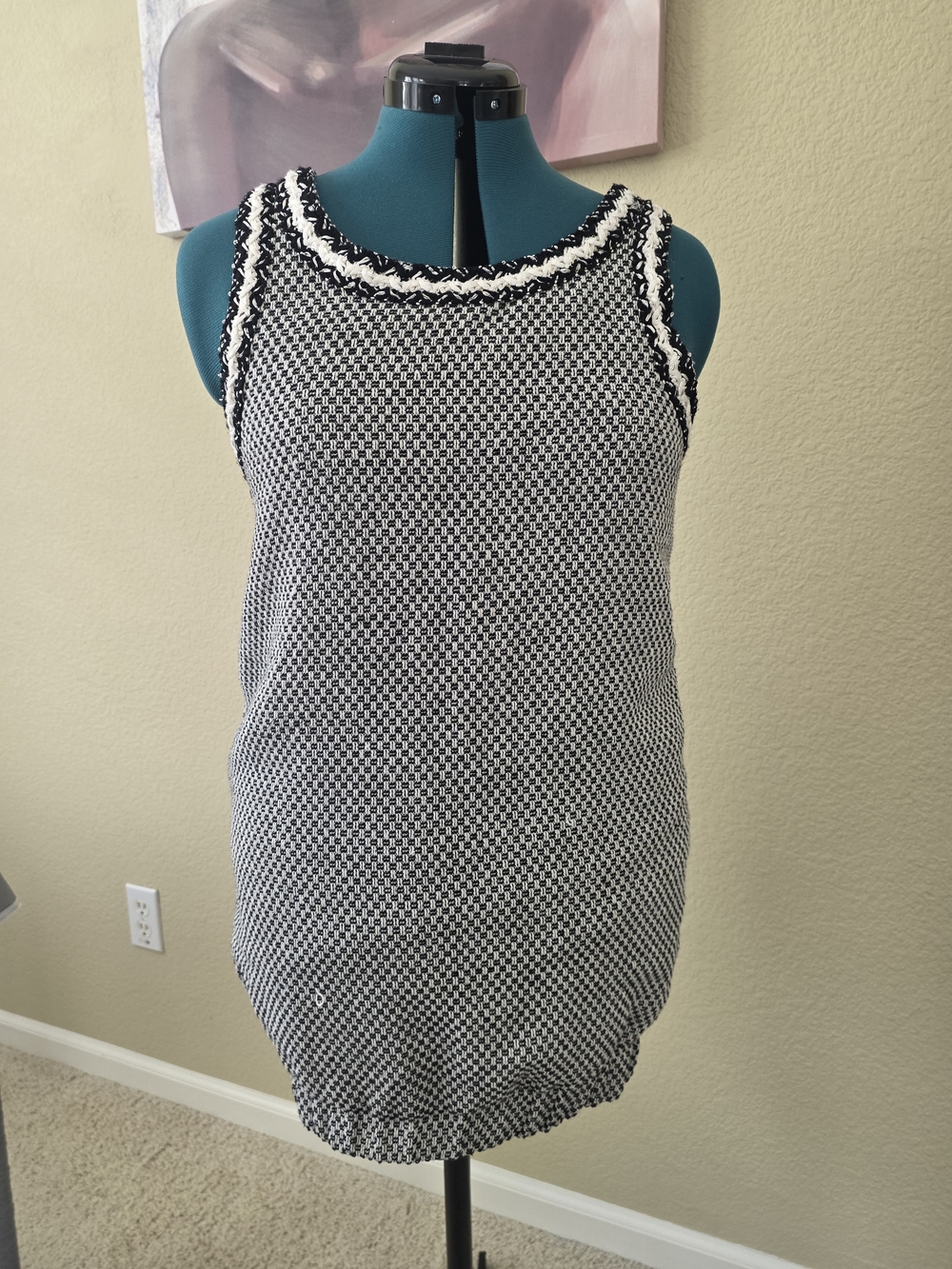 CHANEL Black & White Knit Sleeveless Mini Dress
